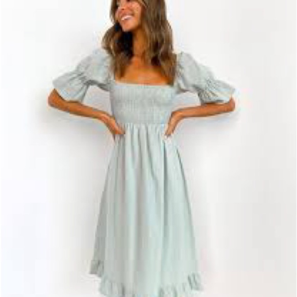 Petal & Pup Washington Mint Smocked Puff Sleeve Sundress
